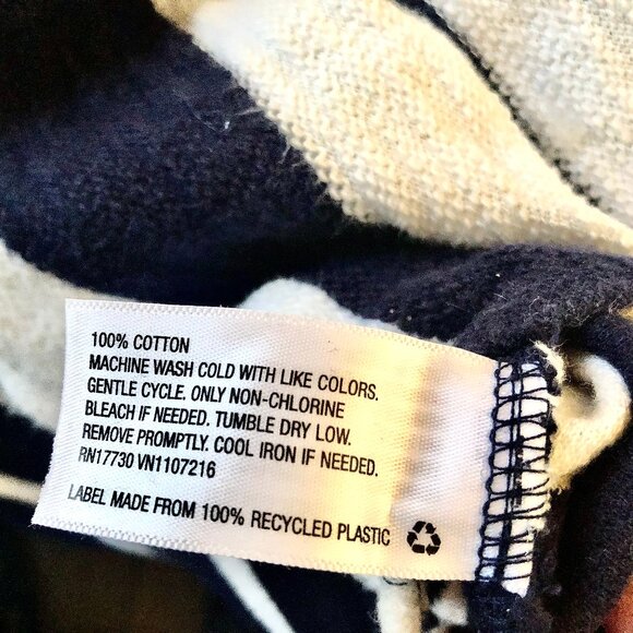 Navy Blue & White Striped Top Double Sided High/Low 3/4 Sleeve by Merona - Picture 8 of 13